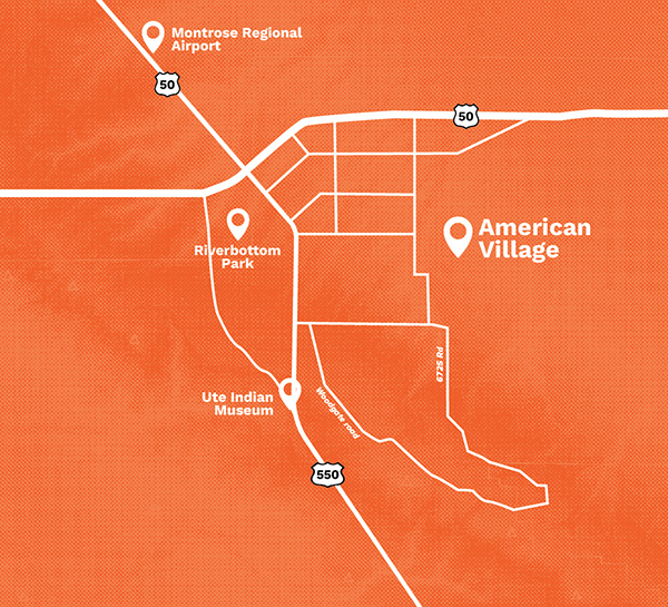 Map of the American Village neighborhood in Montrose